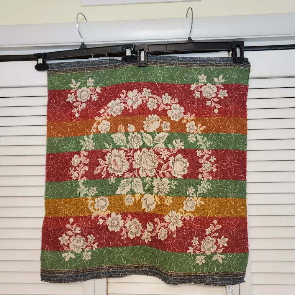 Six 100% Cotton Floral Embroidered Tapestry Squares Made In Belgium